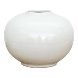 Timeless Asian White Moon Ceramic Pot For Sale