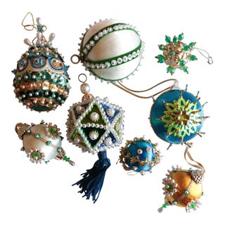 Vintage Beaded Christmas Ornaments - Set of 8 For Sale