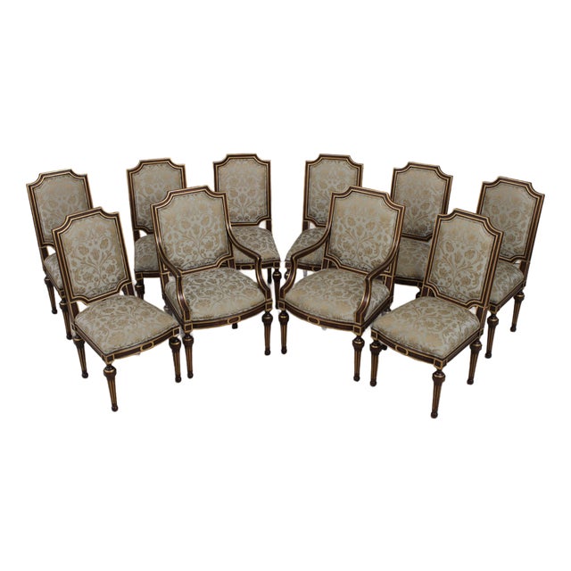 Set of 10 Ej Victor French Louis XVI Dining Room Chairs For Sale