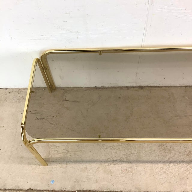 Retro Modern Smoked Glass Coffee Table For Sale - Image 4 of 12