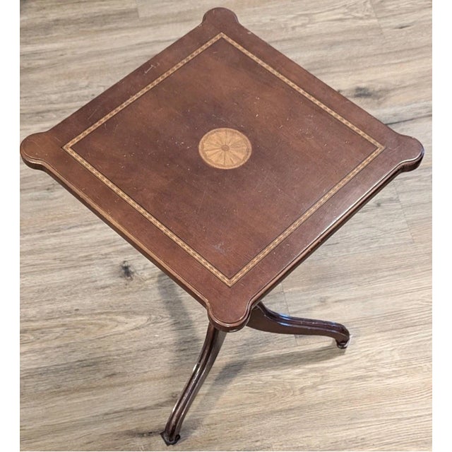 Brown Vintage MCM Bombay Co Flip Top Tripod Occasional Side Table For Sale - Image 8 of 12