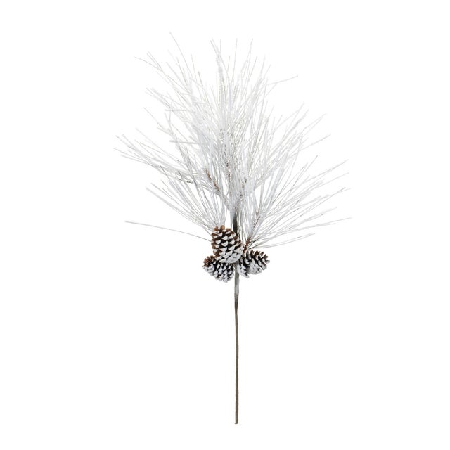 Contemporary Flocked Long Neddle Pine Spray (Set of 2) For Sale - Image 3 of 5