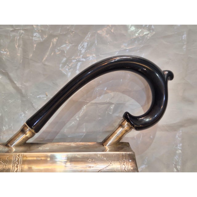 Silver Antique Edwardian Silver-Plated Fluted Tea & Coffee Service With Ebonized Handles, 4-Piece Set For Sale - Image 8 of 13