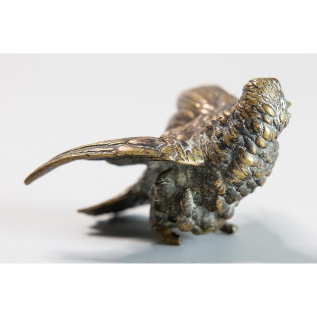 19th Century Antique French Bronze Sparrow Bird Paperweight Sculpture For Sale - Image 4 of 7