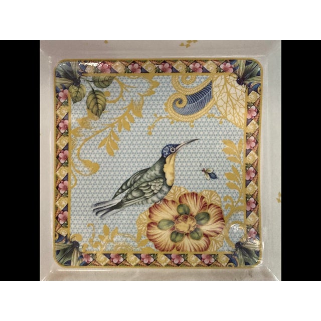 Art Deco Contempary Spode Sumatra Fine Porcelain 10” Square Table Plate For Sale - Image 3 of 5