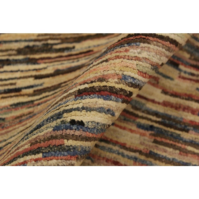 Textile Contemporary Gabbeh Trista Blue/Beige Wool Rug - 3'4'' X 4'8'' For Sale - Image 7 of 10