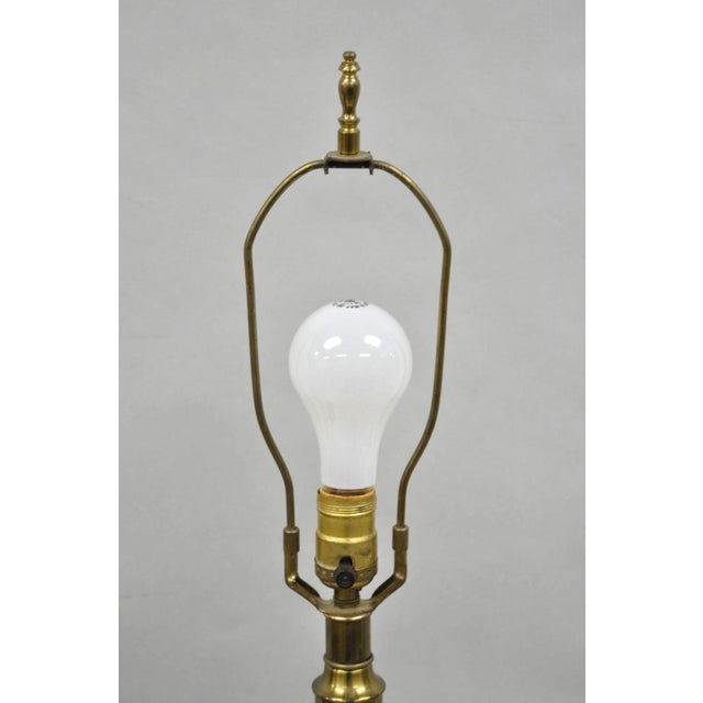 Vintage Chinoiserie Blue Enamel Chinese Brass Jardinierie Table Lamps - A Pair For Sale - Image 12 of 14