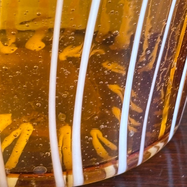 Vintage 1970s Venini for Disaronno Murano Glass Ice Bucket, Amber & White For Sale - Image 16 of 17