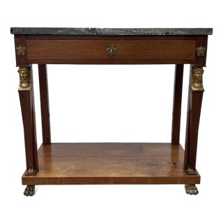 French 19th Century Empire Marble Top Walnut Console Table For Sale