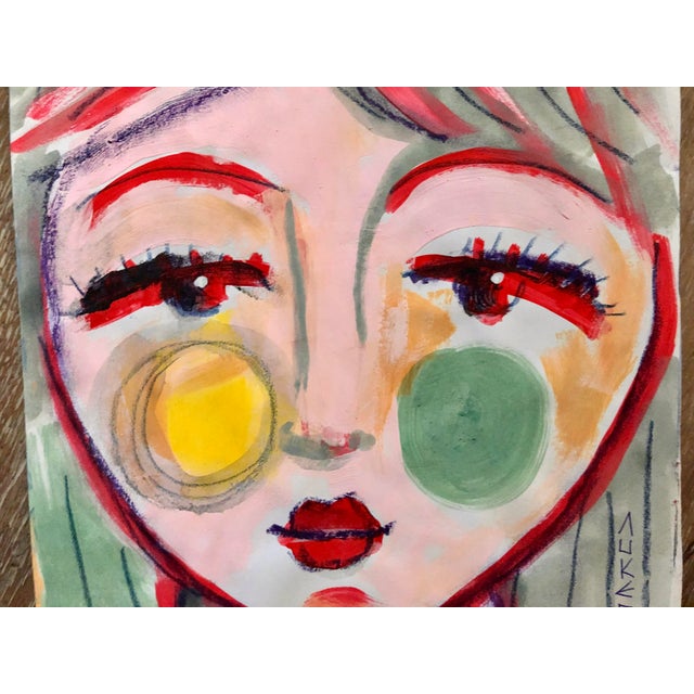Henri Matisse Contemporary Paintings by CL Auker, Mixed Media Colorful Face Triptych on Paper For Sale - Image 4 of 15