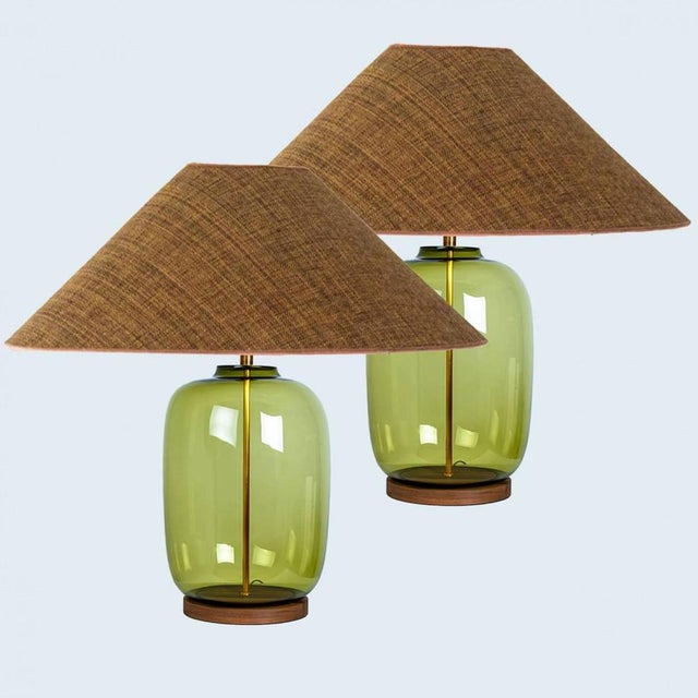 1970s Bubble Glass Table Lamp with Silk Lampshade attributed to R. Houben, 1970 For Sale - Image 5 of 9