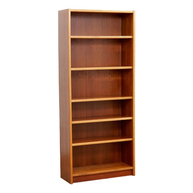 1970s Danish Modern Tall Teak Bookcase For Sale