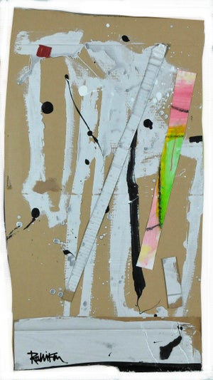 "Black Silver & Color Corrugated" Contemporary Abstract Acrylic Painting by Robbie Kemper