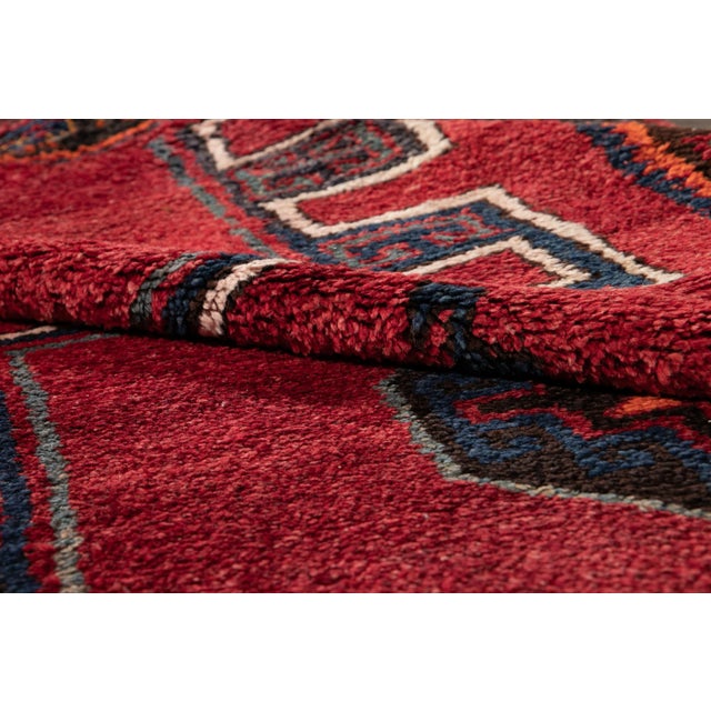 Mid 20th Century Vintage Turkish Handmade Red Tribal Wool Runner For Sale - Image 5 of 10