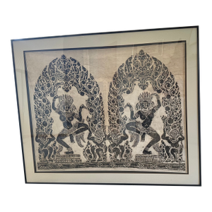 Late 20th Century Vintage Thai Temple Rubbing