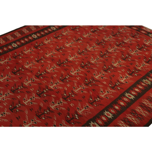 Rug & Kilim Handwoven Vintage Tribal Kilim in Red With Beige-Brown Geometric Patterns For Sale - Image 4 of 8
