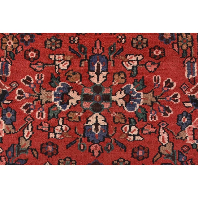 Red Malayer Runner 3’5” X 9’3” Red Wool Semi-Antique Traditional Hand-Knotted Rug For Sale - Image 8 of 14