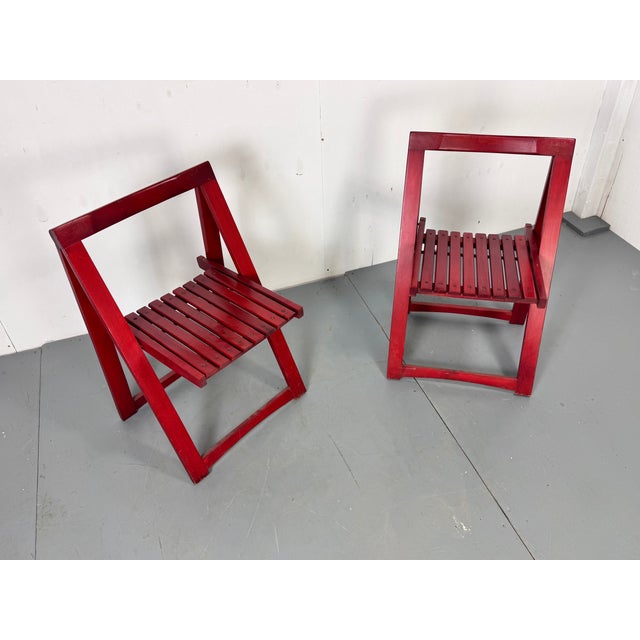 Mid-Century Modern Mid-Century Italian Red Foldable Chairs by Aldo Jacober for Bazzani, 1960s, Set of 2 For Sale - Image 3 of 12