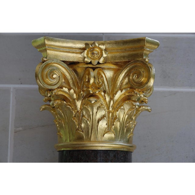 Large Neoclassical Red Granite and Gilt Bronze Column, 1950s For Sale - Image 10 of 12