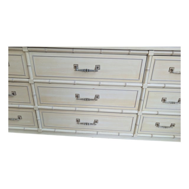 Henry Link Vintage Henry Link Bali Hai Faux Bamboo 9-Drawer Triple Dresser, Original Finish For Sale - Image 4 of 14