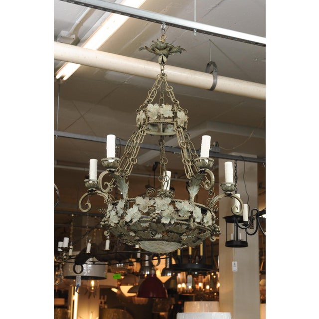 Early 20th Cent. French Two-Tier Chandelier With Vine and Tendril Motif For Sale - Image 13 of 16