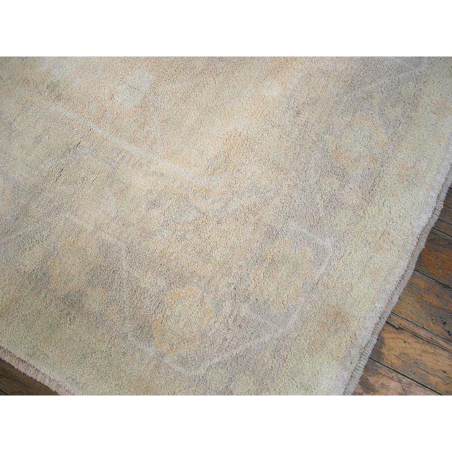 1920s Gray Geometric Antique Indian Agra Cotton Rug 4'0" X 6'10" Handknotted Wool Carpet For Sale - Image 4 of 5