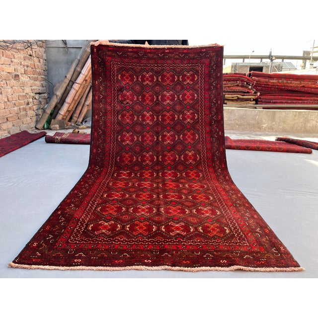 Vintage Afghan Ersari Turkmen All-Over Gul Rug - 7'8" X 4'1" For Sale - Image 10 of 12