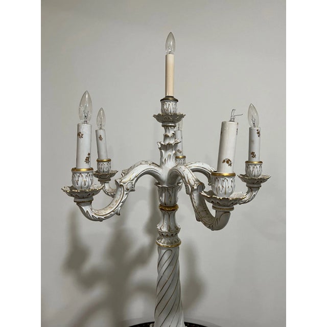 Just in time for the holidays, this lovely large candelabra sets a real glow to any room. The delicate gold details are...