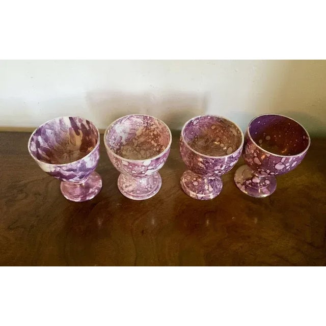 Ceramic Early 19th Century English Regency Pink Luster Footed Goblets - Set of 4 For Sale - Image 7 of 11