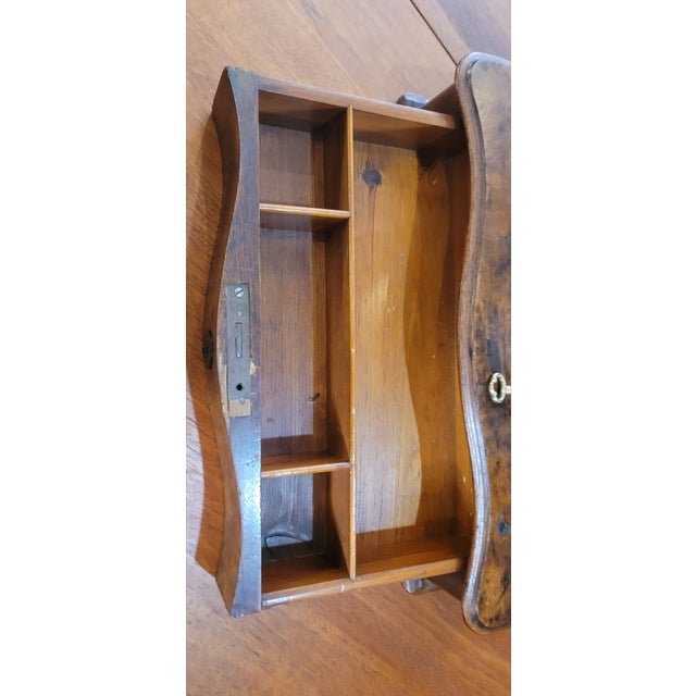 Antique English 1830/1850 walnut Burlwood Shaving Vanity Mirror .Comes with drawer on locking key.