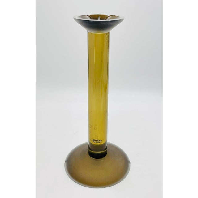 Gold 1980s Pair of Italian Murano Glass Candle Holders by Karl Springer for Seguso, Signed For Sale - Image 8 of 15