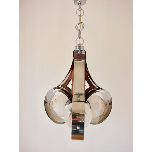 Silver Chrome and Murano Art Glass Pendant Lamp from Mazzega, Italy, 1970s For Sale - Image 8 of 13
