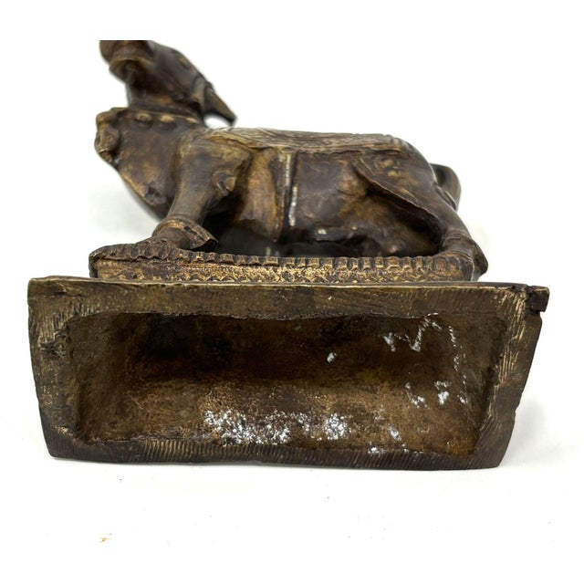 Vintage Bronze Hindu Bronze "Nandi Bull" Cow Sculpture For Sale - Image 4 of 9