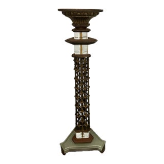 Large Antique Bronze Brass Church Altar Candleholder For Sale
