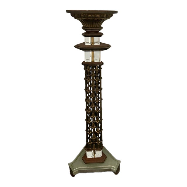 Large Antique Bronze Brass Church Altar Candleholder For Sale