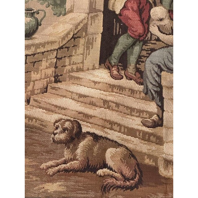 Antique French Aubusson Jacquard Tapestry Village, 1970s For Sale - Image 13 of 18