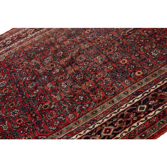 Vintage Persian Designed Hamadan Gallery Wool Rug in Red For Sale - Image 4 of 8