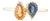 Natural Multi Sapphire Two Stone Modern Ring in 18k Yellow Gold Size 10.5 For Sale