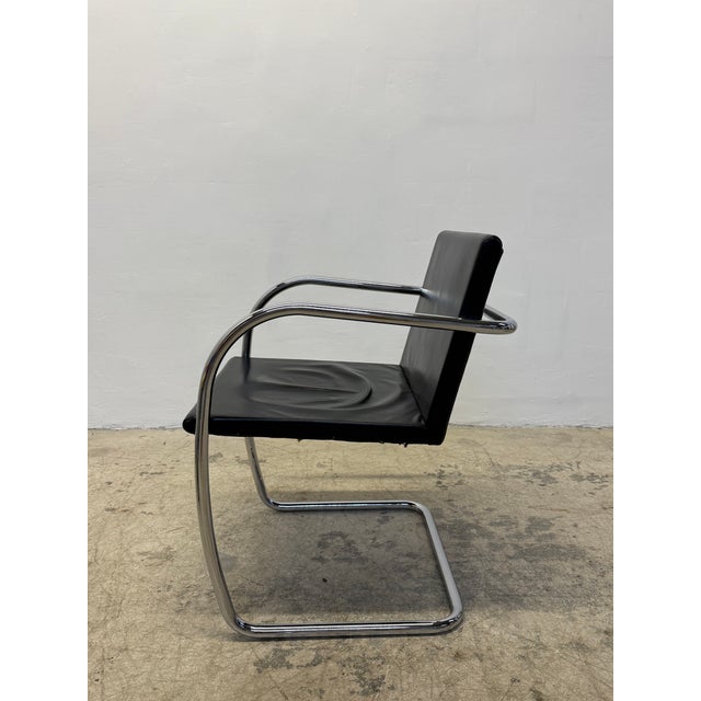 1980s Mies Van Der Rohe Tubular Brno Black Leather 245 Chair for Knoll, 1980s For Sale - Image 5 of 14