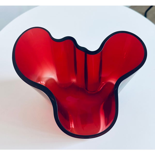 Mid-Century Modern Iconic Alvar Aalto Savoy Vase Ruby Red Iittala Finland Scandinavian For Sale - Image 3 of 8