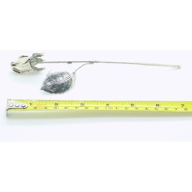 Vintage Italian Handmade Genuine Sterling Silver Long Stem Rosebud Figurine, 1980s For Sale - Image 15 of 16
