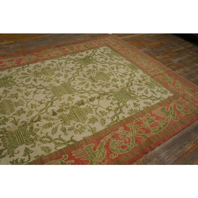 Spanish 1930s Ivory European Modern Antique Spanish Cuenca Rug 6'6" X 10' Handknotted Wool Carpet For Sale - Image 3 of 8