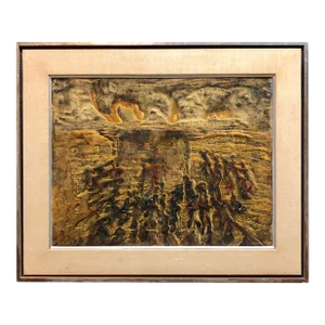 Unknown, Signed Castro Abstract Expressionist 1960s Latin American Oil Painting Collage, 1964