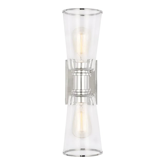 Chapman & Myers by Visual Comfort Studio Alessa 2-Light Bath Vanity Linear Sconce in Polished Nickel For Sale