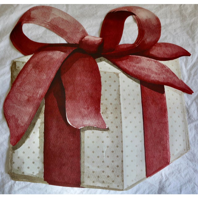 Traditional Red Ribbon Bow Paper Placemats - 16.8 Inch X 16.8 Inch - Pack of 12 For Sale - Image 3 of 3