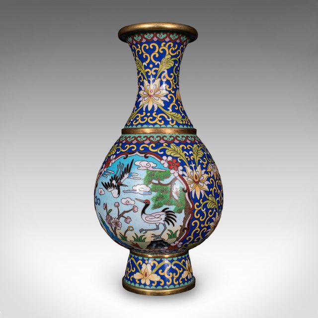 1960s Pair of Vintage Baluster Form Vases, Oriental, Cloisonne, Posy Urn, Circa 1960 For Sale - Image 5 of 10