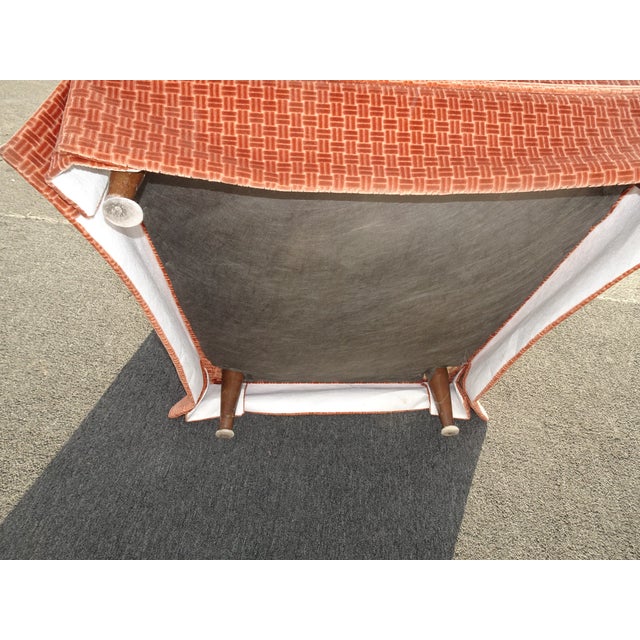 Pair Vintage Mid Century Modern Coral Orange Tufted Velvet ...