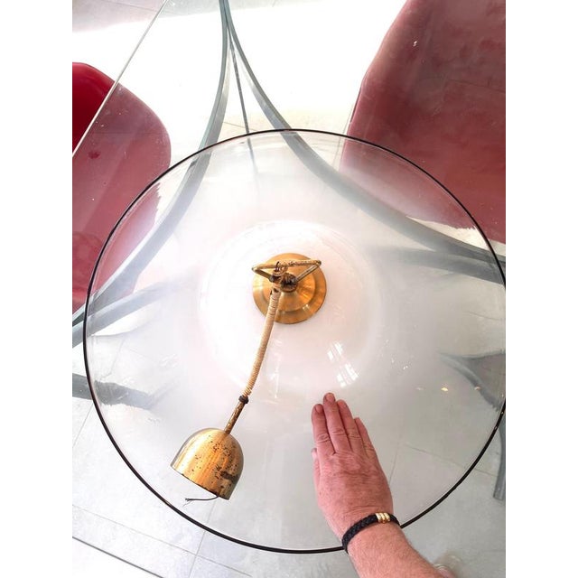 Metal White Murano Glass Suspension attributed to Vistosi, Italy, 1980 For Sale - Image 7 of 11