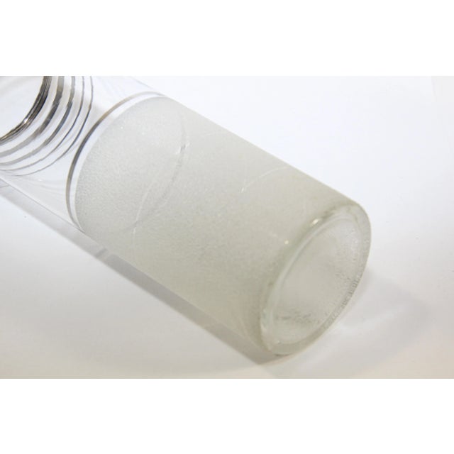 Vintage Frosted & Silver Rim Barware Cocktail Pitcher & Glasses - Set of 5 For Sale - Image 9 of 12