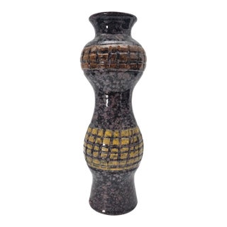Mid-Century Italian Studio Pottery Brutalist Volcanic Glaze Lava Floor Vase 14" For Sale